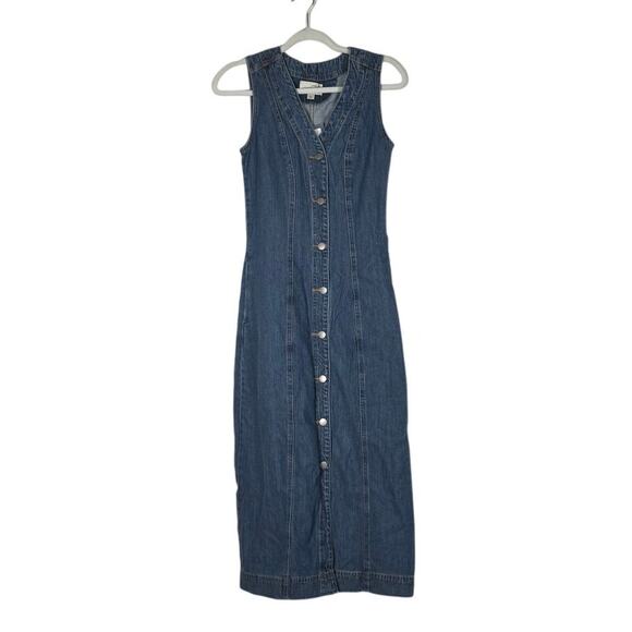 NWT Universal Thread Denim Button Front Midi Dress Sleeveless Size 0 Retro Midi - Picture 7 of 11